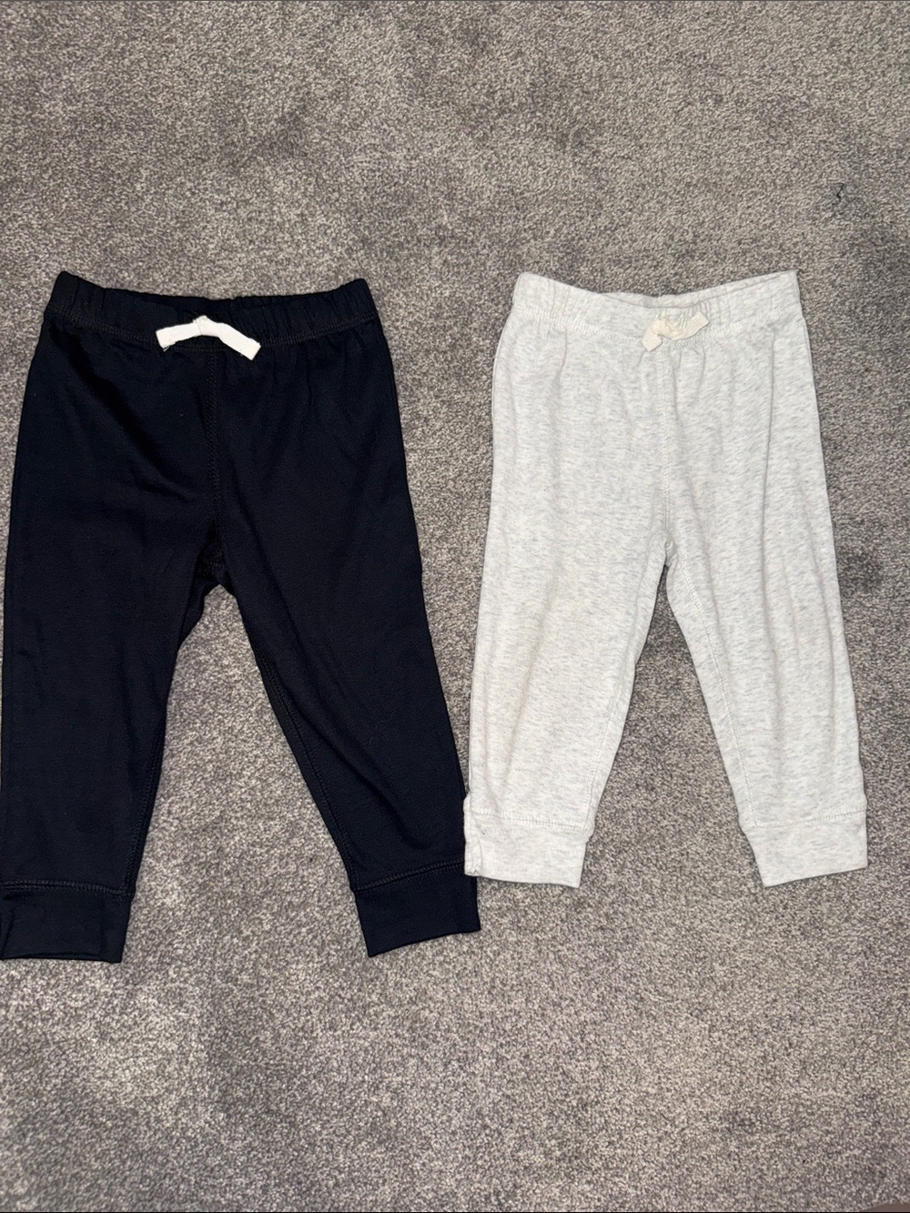 12 Month Carters Cozy Knit Jogger Pants Set of 2 -Black and Light Gray